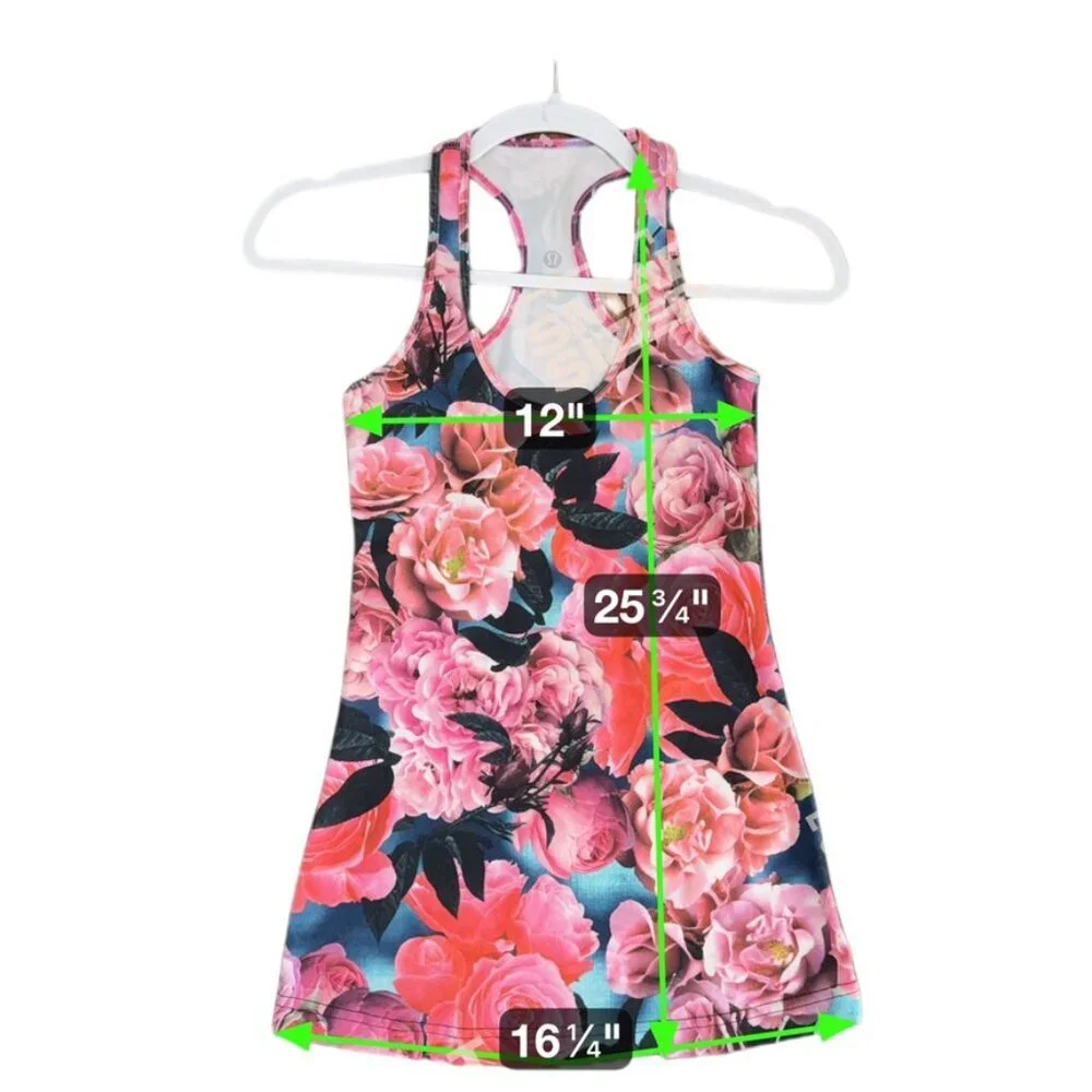Lululemon Cool Racerback Secret Garden Women 4‎ Pink Floral Stretch Breathable
